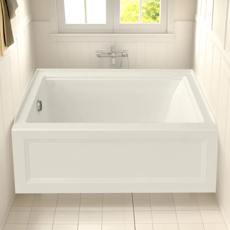 American Standard Town Square S 60in x30in Left Hand Drain Acrylic Tub with Built-in Apron, Linen- 2545202.222 