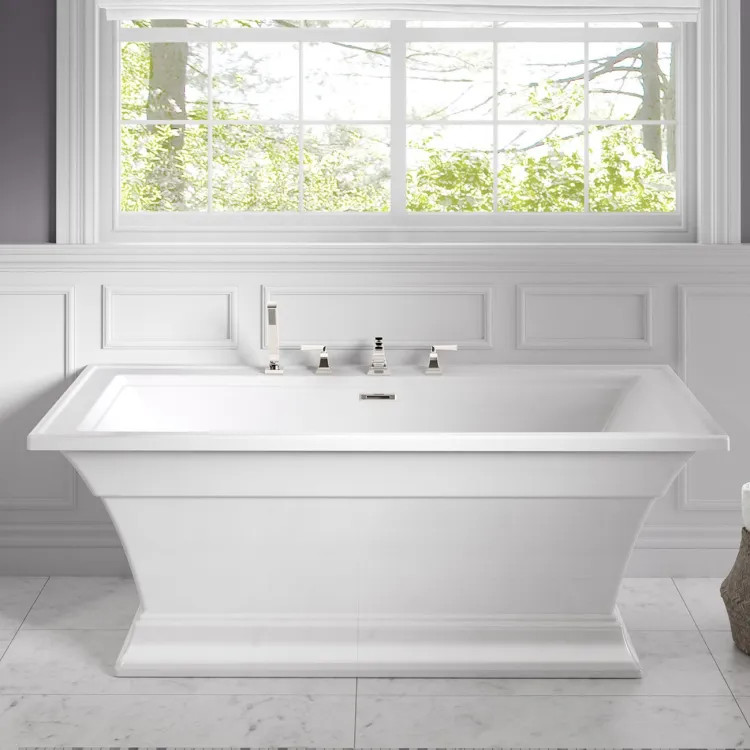 American Standard Town Square S 60in x 32in Acrylic Tub with Built-in Apron, Left Hand Drain, Linen - 2546004.020