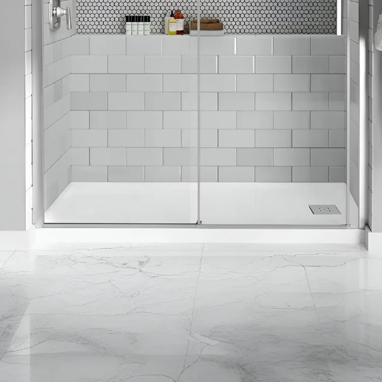 American Standard Studio 60in x 36in White Single Threshold ADA Shower Base With Right-Hand Outlet, Acrylic Surface - A8003L-RHO.020