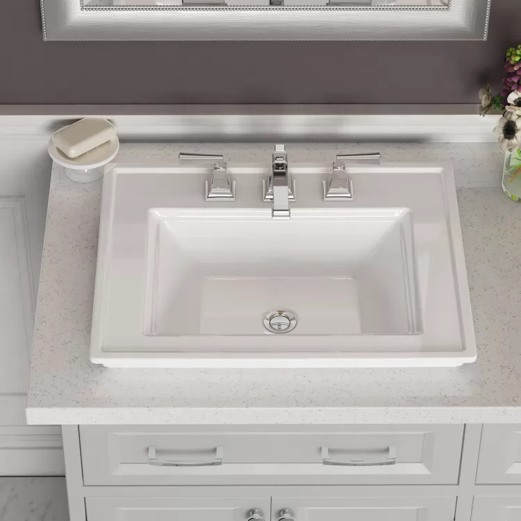 American Standard Town Square S 24in x 19in White Drop-In Lavatory Sink with Front Overflow, 8in Center - 1203008.020