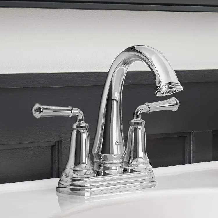 American Standard Delancey 4" Centerset Bathroom Faucet with Brass Pop-Up Drain, 1.2 GPM, ADA Compliant, Lead-Free, Polished Chrome - 7052207.002