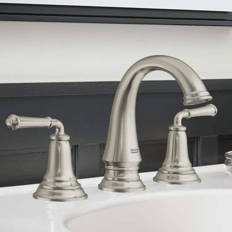 American Standard Delancey 8" Widespread Bathroom Faucet with Brass Pop-Up Drain, 1.2 GPM, ADA Compliant, Lead-Free, Brushed Nickel - 7052807.295