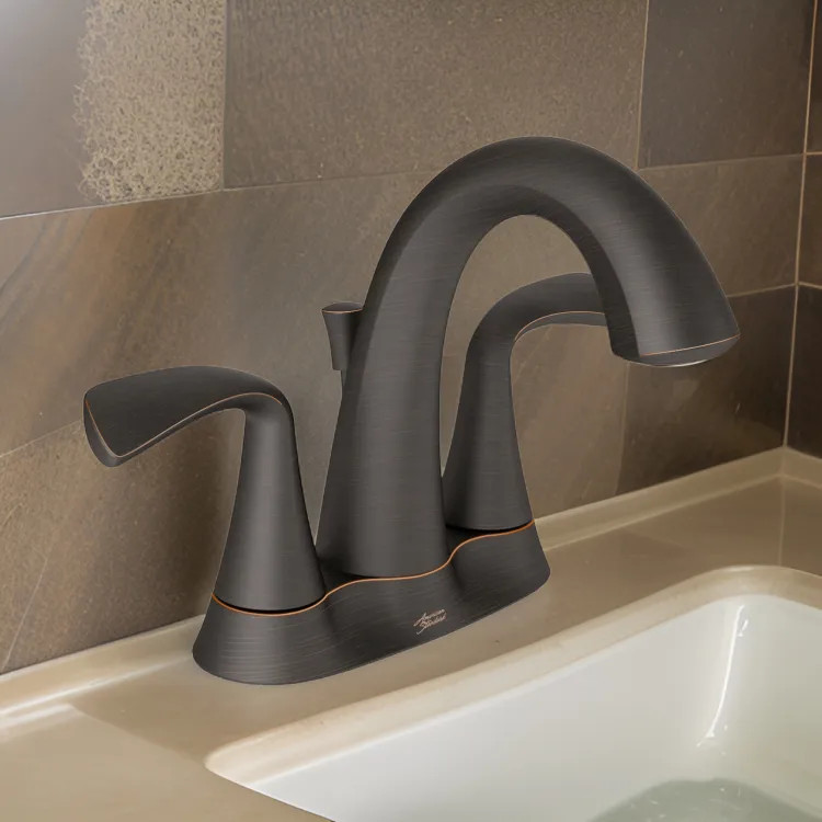 American Standard Fluent Two Lever Handle Centerset Legacy Bronze Bathroom Faucet with Metal Speed Connect Pop-Up Drain, 1.2 GPM, Lead-Free - 7186.201.278