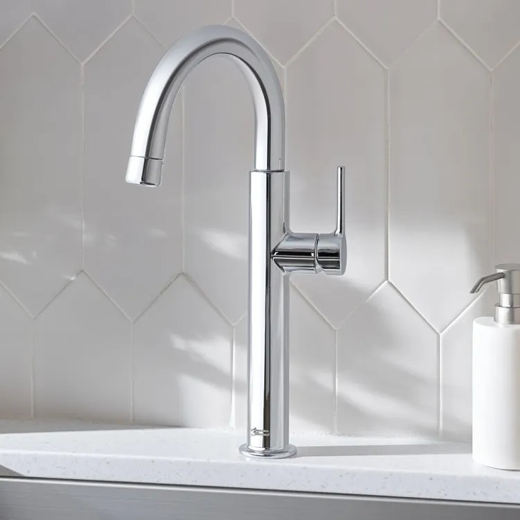 American Standard Studio S Polished Chrome Single-Handle Pull-Down Bar Faucet with Retractable Spray Head, 1.5 GPM - 4803410.002