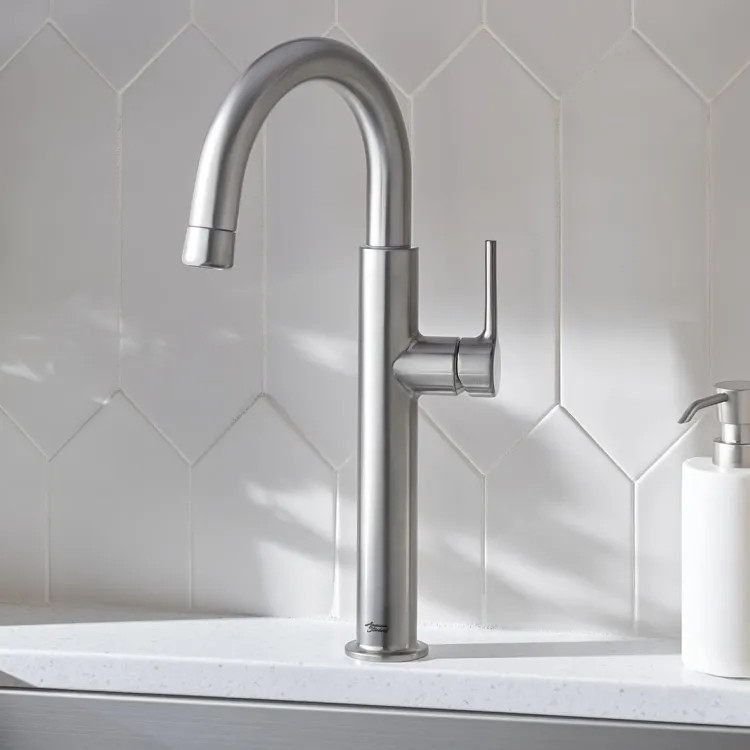 American Standard Studio S Stainless Steel Single-Handle Pull-Down Bar Faucet with Retractable Spray Head, 1.5 GPM - 4803410.075