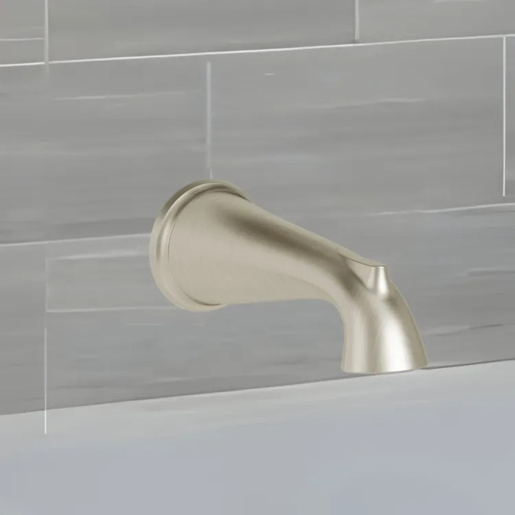 American Standard Delancey 8” Non-Diverter Tub Spout, 1/2" Slip On, Brushed Nickel - 8888107.295