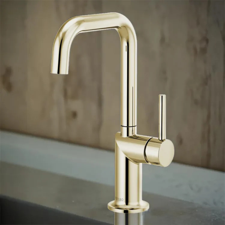 Brizo Odin Single-Handle Bar Faucet with Square Spout, Solid Brass Construction, 1.8 GPM, Brilliance Polished Nickel - 61065LF-PNLHP