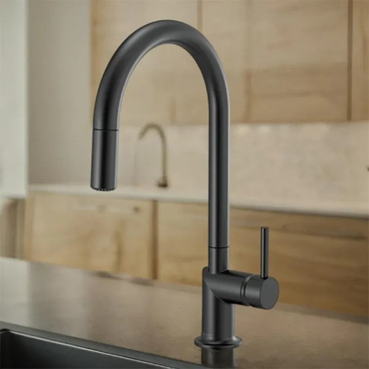 Brizo Odin Single Handle Pull-Down Kitchen Faucet with Swivel Spout, MagneDock, DIAMOND Seal, Two Function, 1.8 GPM, Matte Black - 63075LF-BLLHP