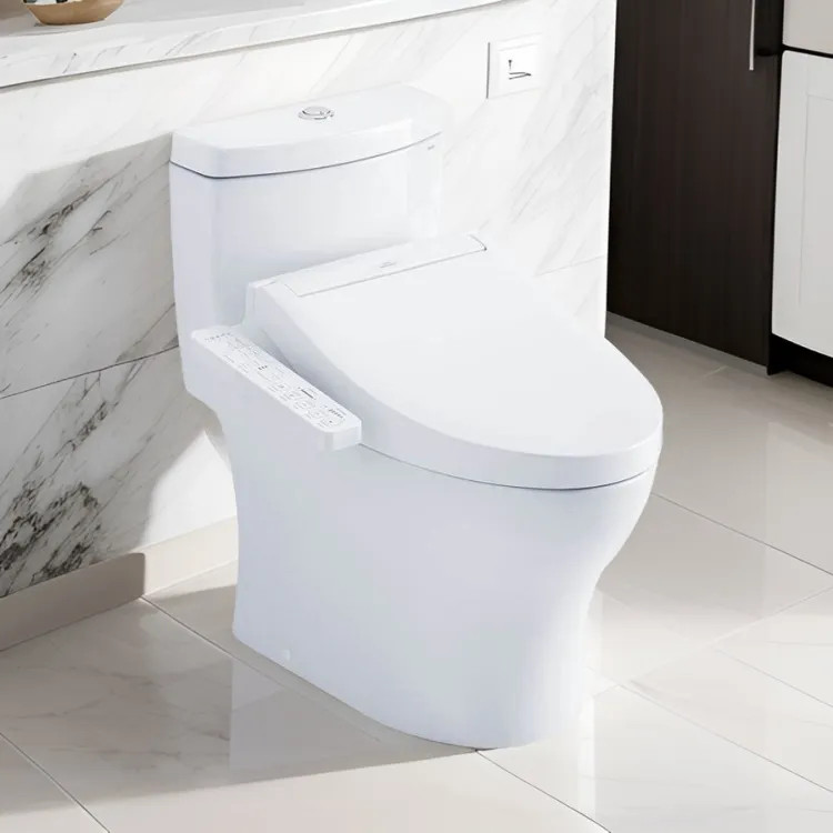 TOTO Aquia IV 1G WASHLET+ One-Piece Toilet with C2 Bidet Seat, 1.0/0.8 GPF, Cotton White - MW6463074CUMFG#01