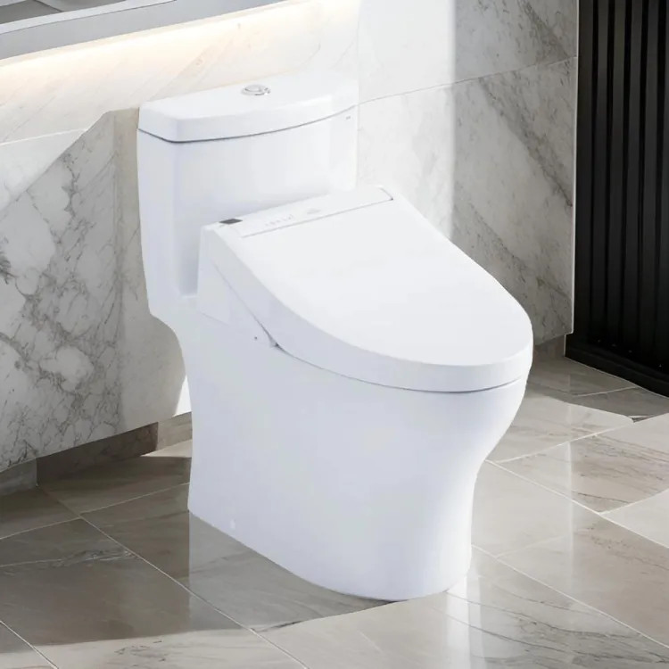TOTO Aquia IV WASHLET+ One-Piece Toilet with C5 Bidet Seat, 1.28/0.8 GPF, Cotton White - MW6463084CEMFG#01