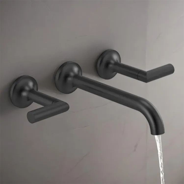 Brizo Odin Two-Handle Bathroom Faucet, Less Handles and Drain, Wall-Mount, 1.5 GPM, Matte Black - T65875LF-BLLHP