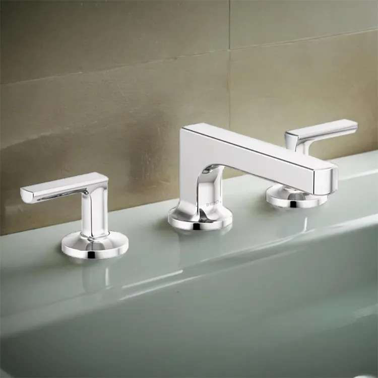 Brizo Kintsu Two-Handle Widespread Lavatory Faucet w/ Low Spout, Less Handles, Deck Mount, 1.5 GPM, Polished Chrome - 65308LF-PCLHP