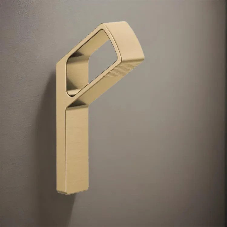 Brizo Kintsu 7/9" Bent Bar Single Robe Hook with Mounting Hardware, Wall Mount, Metal, Brilliance Luxe Gold - 693406-GL