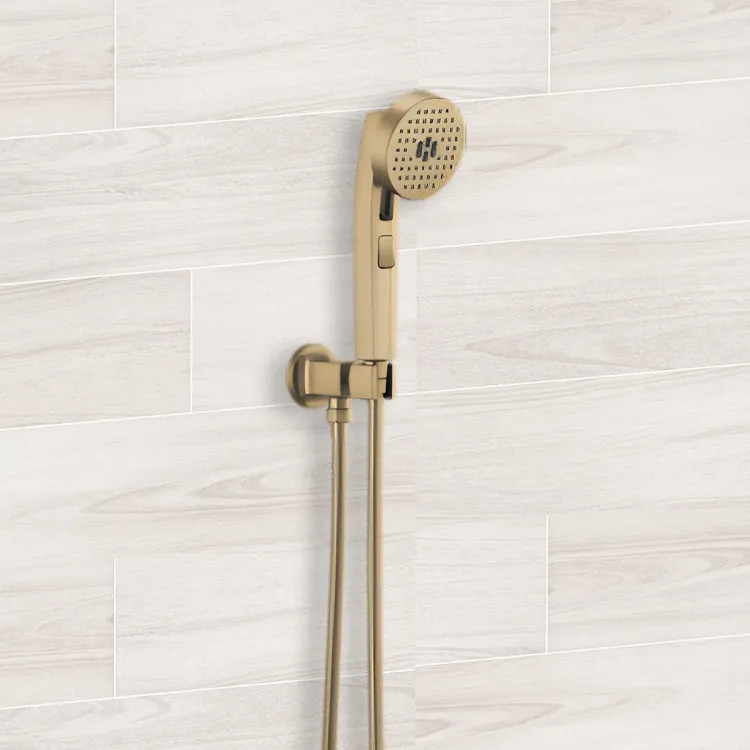 Brizo Kintsu Multi-Function Wall-Mount Handshower with Push-Button, Stretchable Hose, WaterSense, 1.75 GPM, Brilliance Luxe Gold - 88806-GL