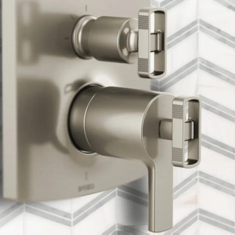 Brizo Kintsu TempAssure Thermostatic Integrated Diverter Trim Lever Handles, ADA, Brilliance Luxe Nickel - HL7506-NK