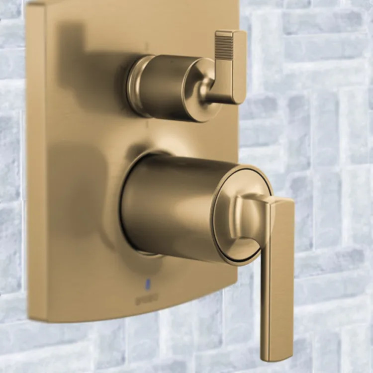Brizo Kintsu Pressure Balance Valve with Integrated Diverter Trim Lever Handle Kit, Brilliance Luxe Gold - HL75P06-GL