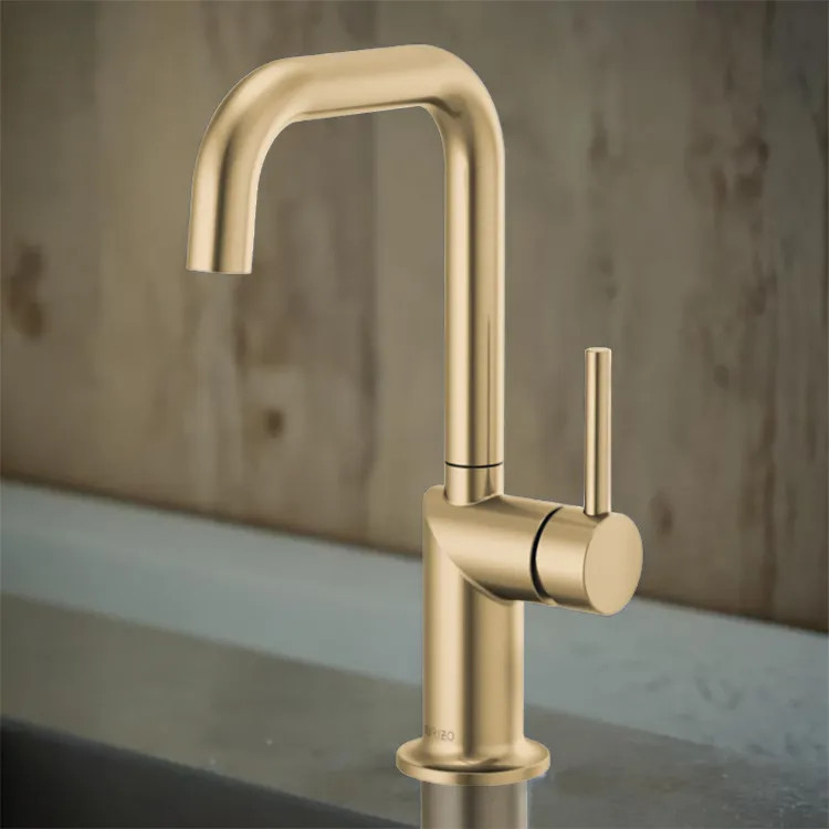 Brizo Odin Single-Handle Bar Faucet with Square Spout, Solid Brass Construction, 1.8 GPM, Brilliance Luxe Gold - 61065LF-GLLHP