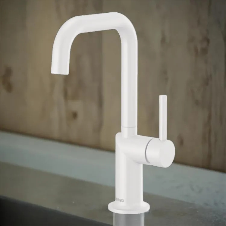 Brizo Jason Wu Single-Handle Bar Faucet with Square Spout, Solid Brass Construction, 1.8 GPM, Matte White - 61065LF-MWLHP