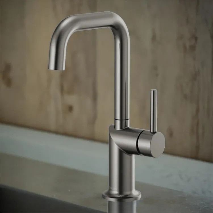 Brizo Odin Single-Handle Bar Faucet with Square Spout, Solid Brass Construction, 1.8 GPM, Brilliance Luxe Steel - 61065LF-SLLHP
