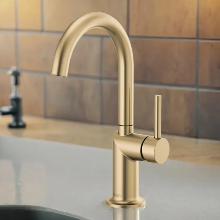 Brizo Odin Single Handle Bar Faucet with 360 Rotating Spout, ADA-Compliant, 1.8 GPM, Brilliance Luxe Gold - 61075LF-GLLHP