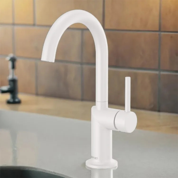 Brizo Jason Wu Single Handle Bar Faucet with 360 Rotating Spout, ADA-Compliant, 1.8 GPM, Matte White - 61075LF-MWLHP