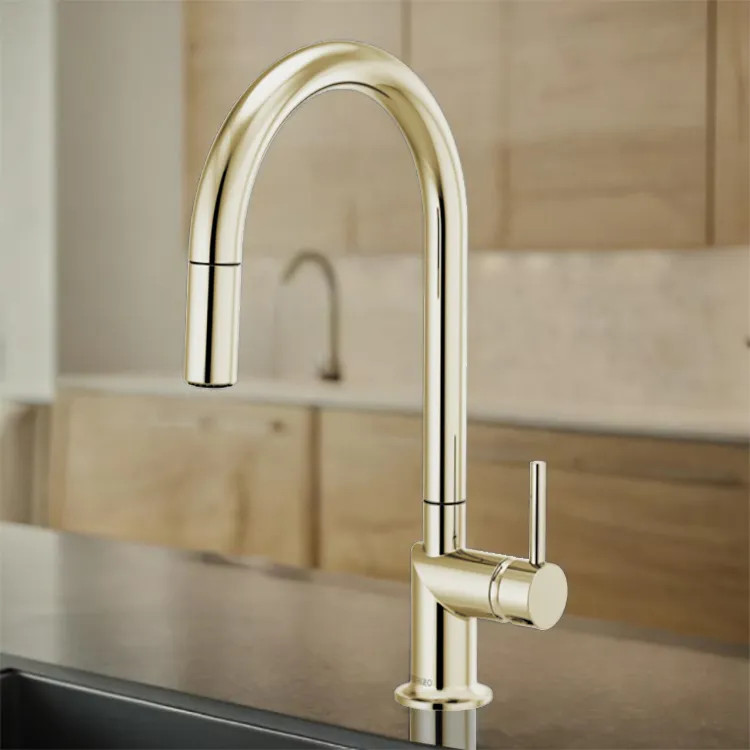 Brizo Odin Single Handle Pull-Down Kitchen Faucet with Swivel Spout, MagneDock, DIAMOND Seal, Two Function, 1.8 GPM, Brilliance Polished Nickel - 63075LF-PNLHP