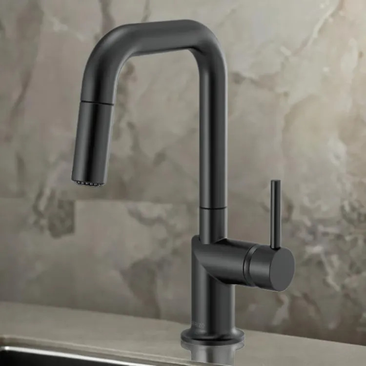 Brizo Odin Single Handle Pull-Down Bar Faucet with Swivel Spout, MagneDock, Two Function, 1.8 GPM, Matte Black - 63965LF-BLLHP