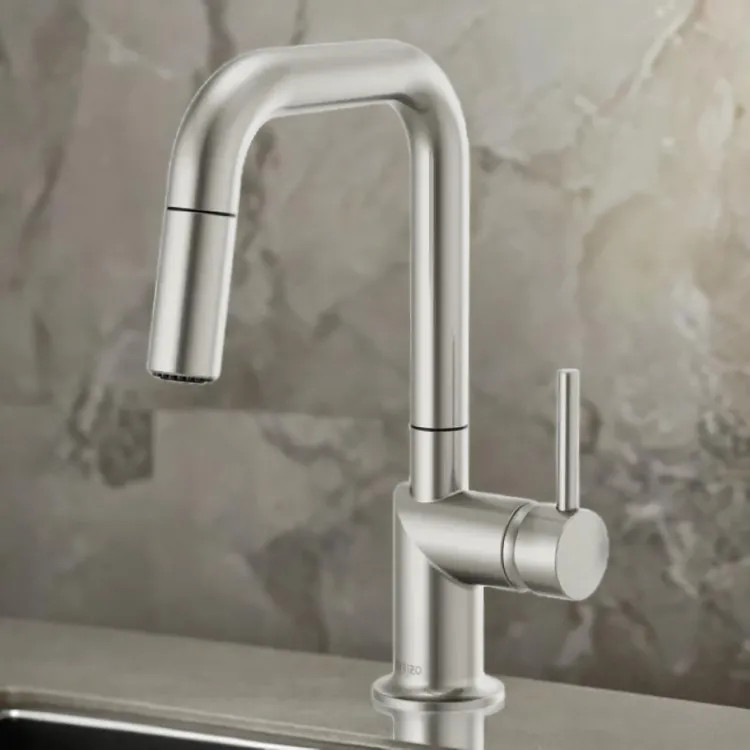 Brizo Odin Single Handle Pull-Down Bar Faucet with Swivel Spout, MagneDock, Two Function, 1.8 GPM, Brilliance Stainless - 63965LF-SSLHP