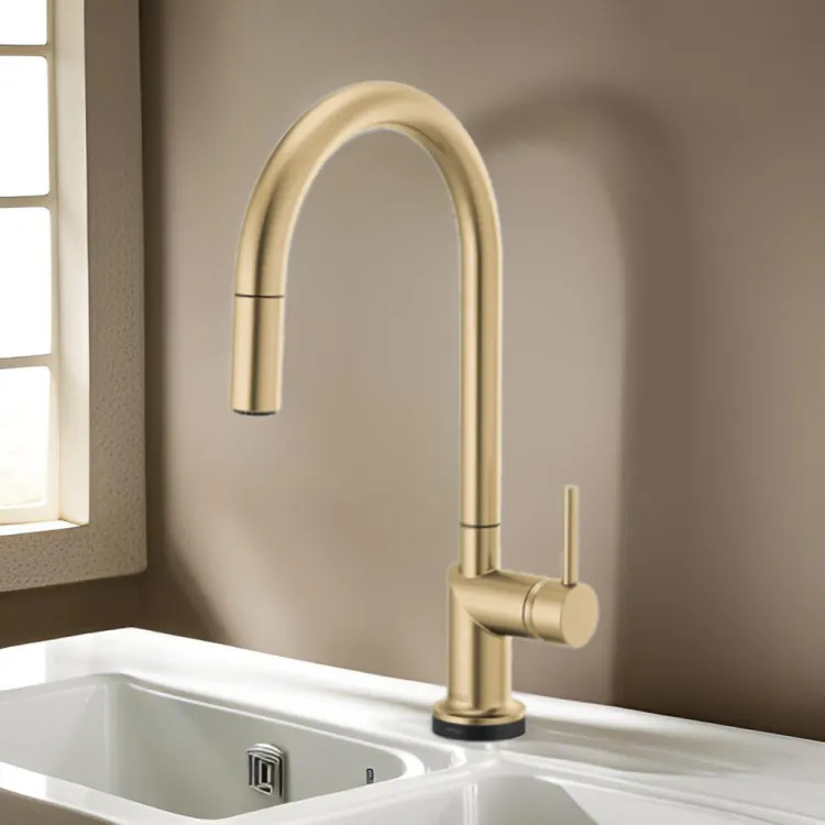 Brizo Odin Pull-Down Kitchen Faucet with SmartTouch, Swivel Spout, MagneDock, Two Function, 1.8 GPM, Brilliance Luxe Gold - 64075LF-GLLHP