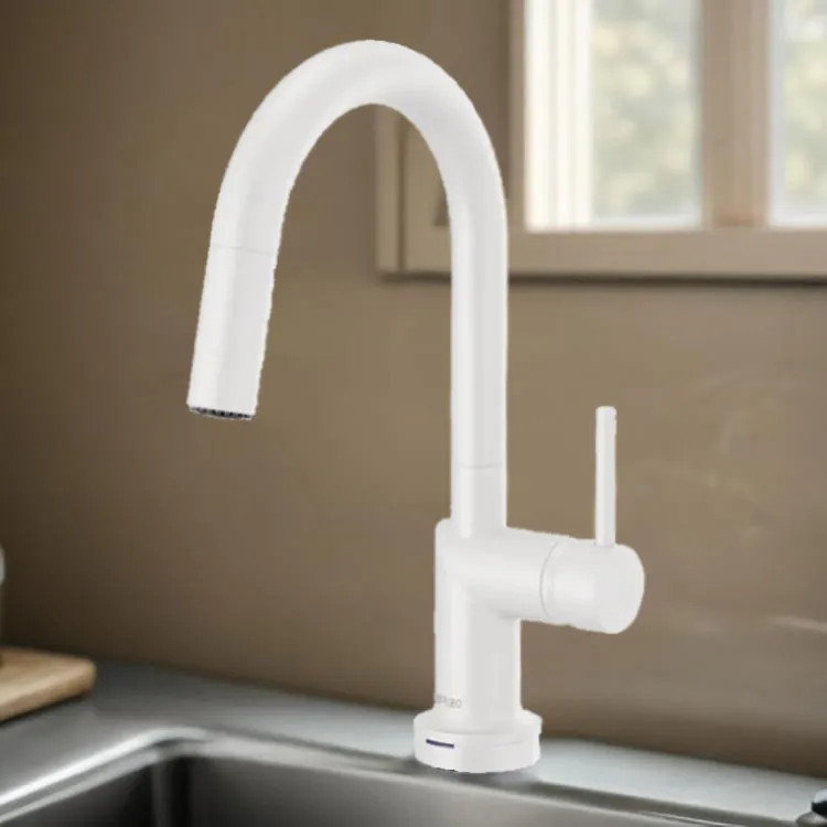 Brizo Jason Wu SmartTouch Pull-Down Bar/Prep Faucet with Arc Spout, Diamond Seal, MagneDock, Touch-Clean, 1.8 GPM, Matte White - 64975LF-MWLHP