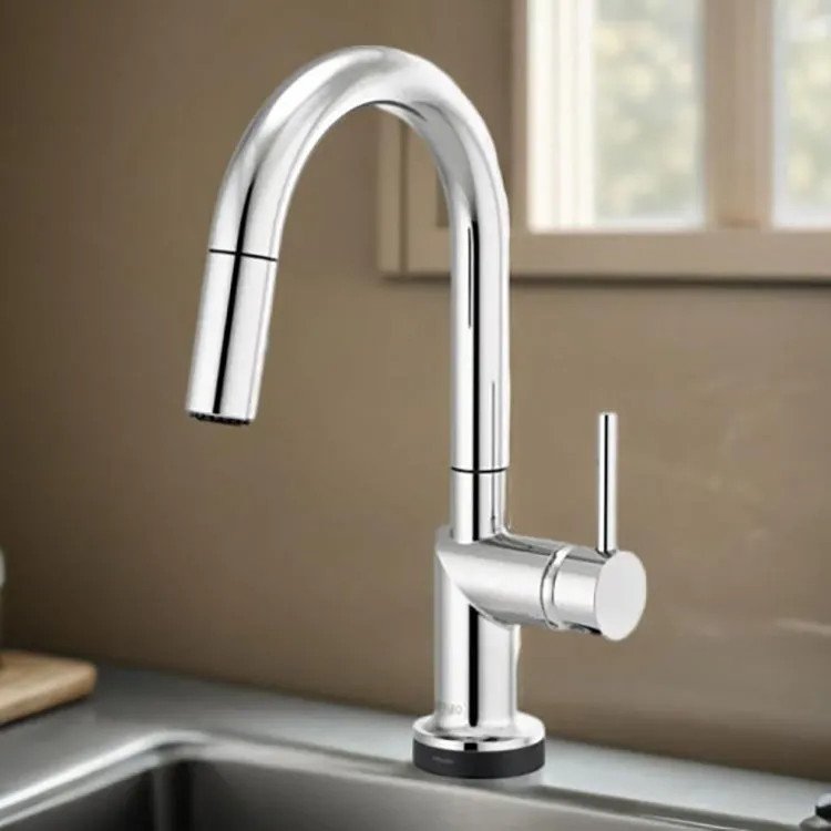 Brizo Odin SmartTouch Pull-Down Bar/Prep Faucet with Arc Spout, Diamond Seal, MagneDock, Touch-Clean, 1.8 GPM, Polished Chrome - 64975LF-PCLHP