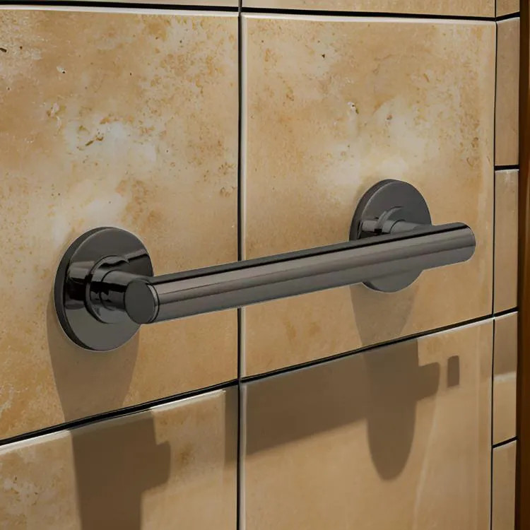 Brizo 12" Linear Round Grab Bar, ADA-Compliant, Concealed Mounting, Brilliance Black Onyx - 69275-BNX