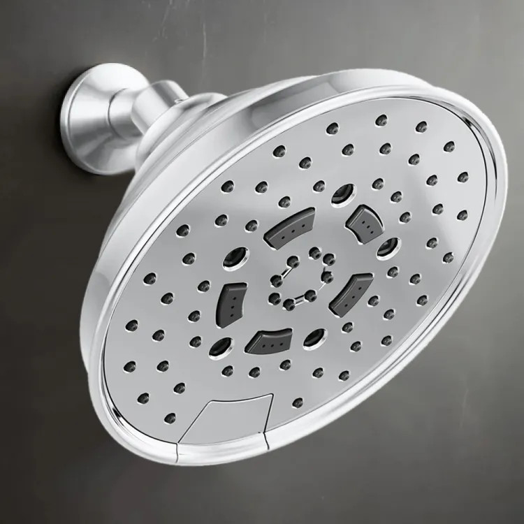 Brizo Essential 7" Wall-Mount Shower Head, Five-Function, Touch-Clean, H2Okinetic, 2.5 GPM, Polished Chrome - 87495-PC-2.5