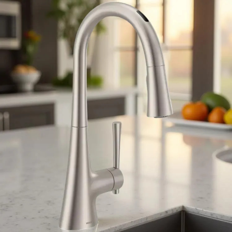 Moen Kurv Smart Single-Handle High Arc Pulldown Kitchen Faucet w/ Voice Activation, 1.5 GPM, Spot Resist Stainless - 9126EVSRS