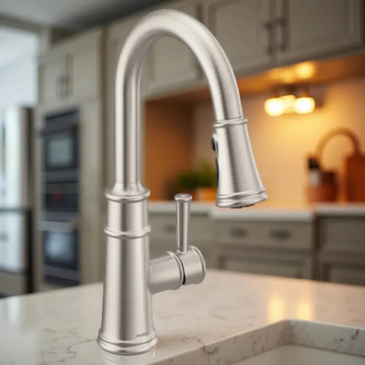 Moen Belfield Single-Handle High Arc Pull-Down Kitchen Faucet w/ PowerBoost, 1.5 GPM, Spot Resist Stainless - 7260SRS