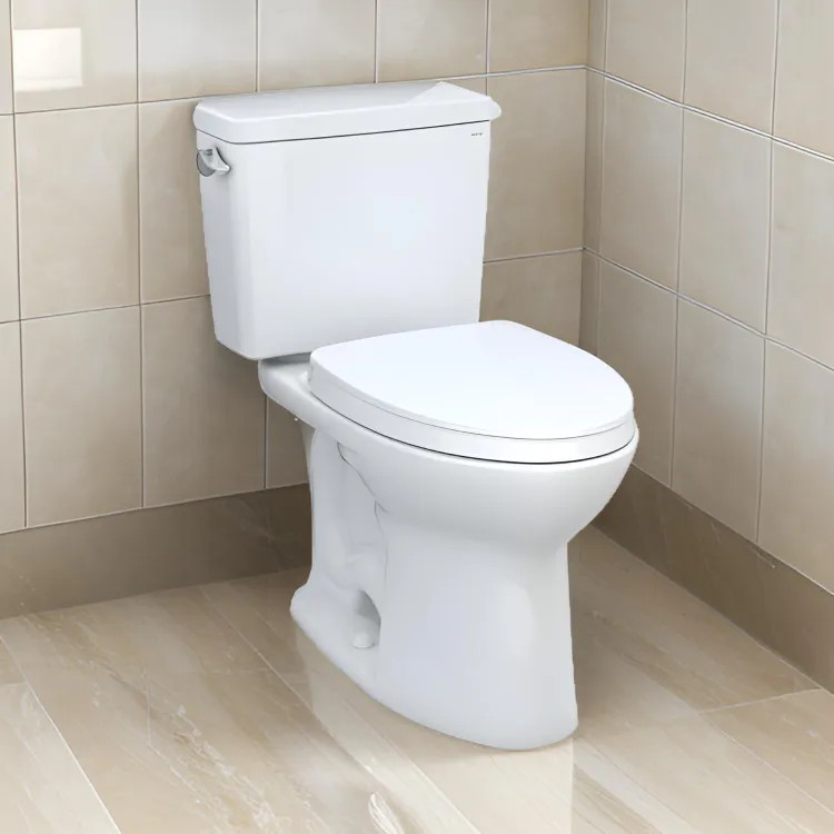 TOTO Drake Two-Piece Toilet with SoftClose Seat, Universal Height, 1.28 GPF, Cotton - MS776124CEFG#01