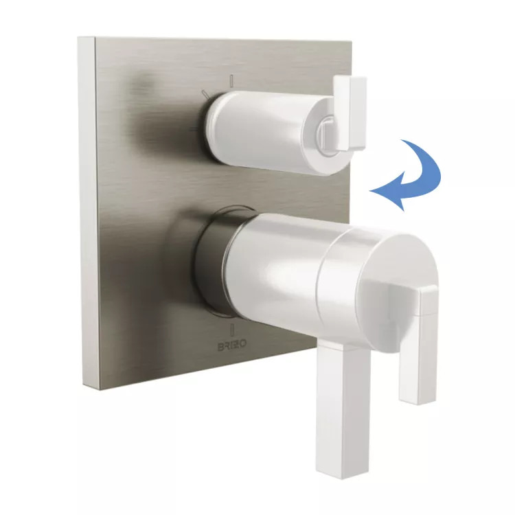 Brizo Frank Lloyd Wright TempAssure Thermostatic Valve Trim w/ 3-Function Diverter Trim, Less Handles, Luxe Nickel - T75522-NKLHP