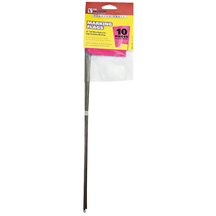 CH Hanson 21in L High Visibility Marking Stake Flag in Glo Pink, PVC - 15066