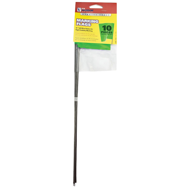 CH Hanson 15in L Fluorescent Marking Stake Flag in Lime, 10-Pack - 15067