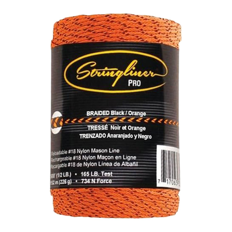 Stringliner 500ft Braided Nylon Replacement Construction Line, Orange/Black - 35491