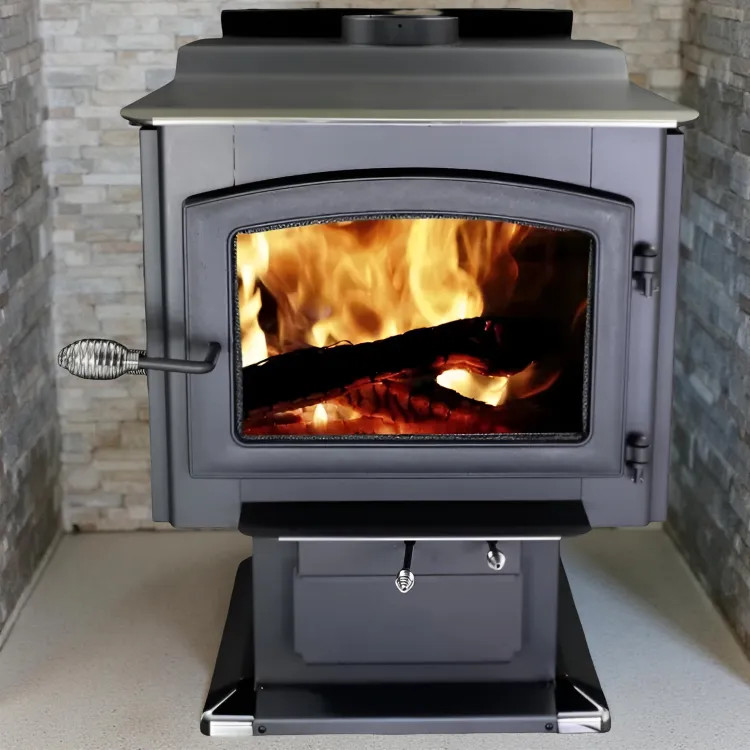 Ashley Hearth Large Pedestal Wood Stove, 3,200 Sq. Ft., 152,000 BTU, EPA, Steel, Black - AW3200E-P