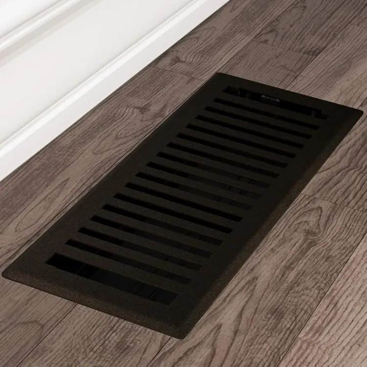 Imperial 4"x12" Bronze Age Steel Floor Register, Montezuma Design, High-Impact Polystyrene Damper - RG3435