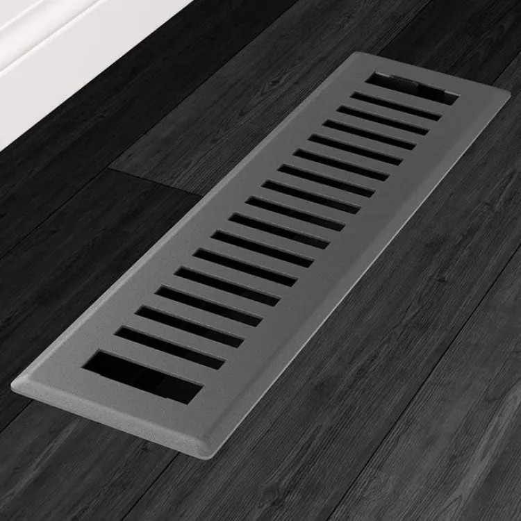 Imperial 2-1/4"x12" Grey Granite Steel Floor Register, Montezuma Design, High-Impact Polystyrene Damper - RG3442
