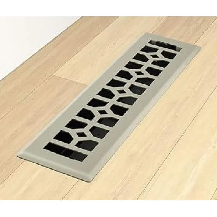 Imperial 2-1/4"x12" Satin Nickel Steel Floor Register, Templar Design, High-Impact Polystyrene Damper - RG3471