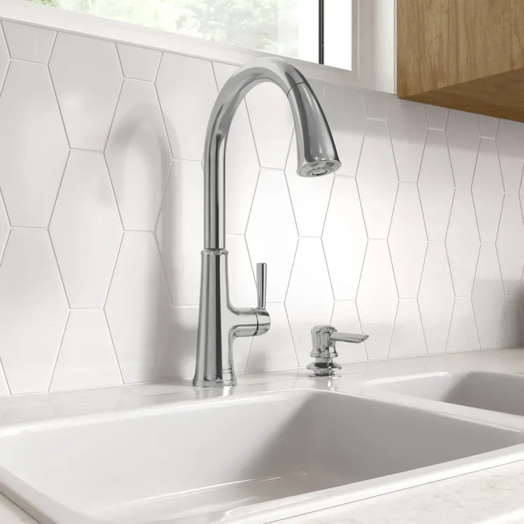 American Standard Maven Single-Handle Pull-Down Kitchen Faucet with Soap Dispenser, Stainless Steel - 9319300.075