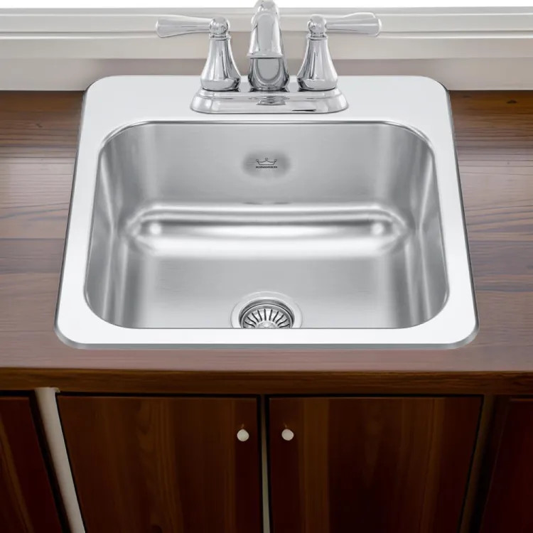 Franke Creemore 15" x 15" Drop-In Single-Bowl Kitchen Sink, Stainless Steel, Two-Hole, Silk - CSLA1515-6-2CBN (101.0651.328)