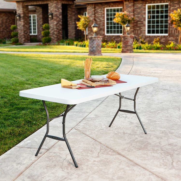 Lifetime 6' Light Commercial Folding Polyethylene Table, White Granite - 2924