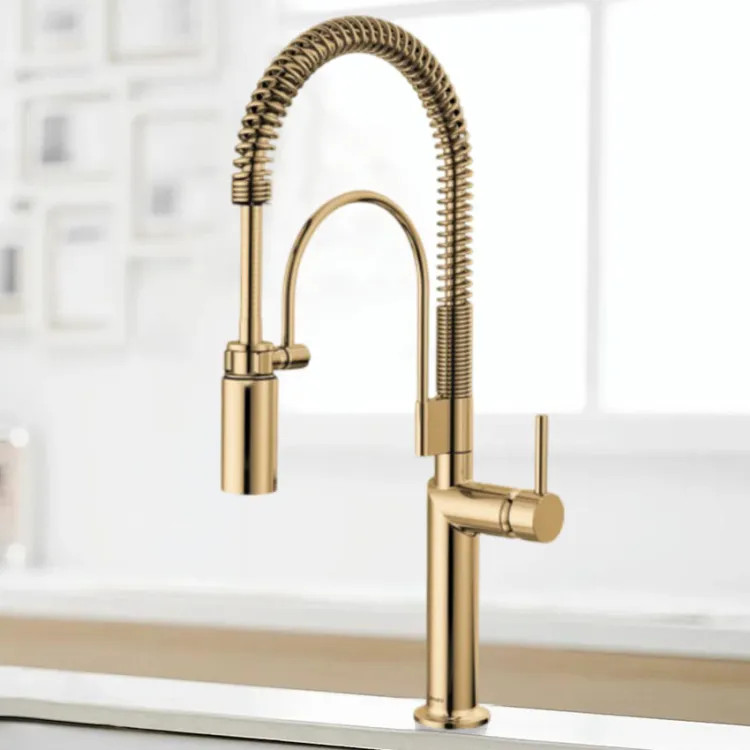 Brizo Odin Semi-Professional Kitchen Faucet, Less Handle, MagneDock, DIAMOND Seal, 1.8 GPM, Brilliance Polished Gold - 63375LF-PGLHP