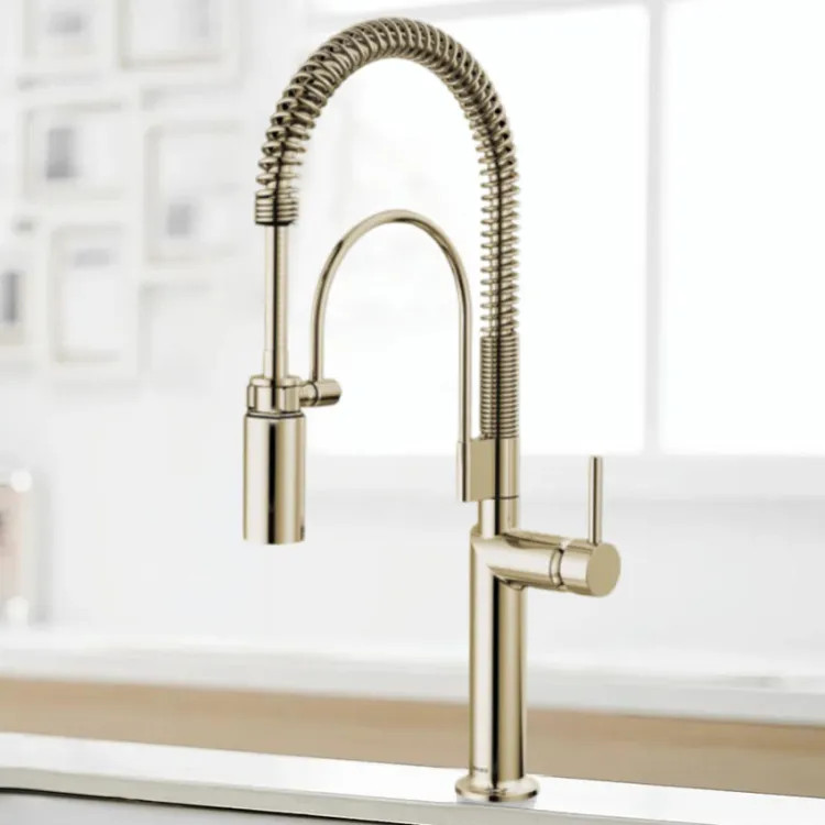 Brizo Odin Semi-Professional Kitchen Faucet, Less Handle, MagneDock, DIAMOND Seal, 1.8 GPM, Brilliance Polished Nickel - 63375LF-PNLHP