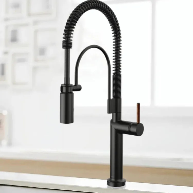 Brizo Odin SmartTouch Semi-Professional Kitchen Faucet, Less Handle, TempID, MagneDock, DIAMOND Seal, 1.8 GPM, Matte Black - 64375LF-BLLHP